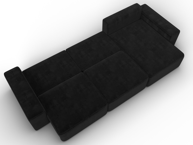 Диван угловой Лига-074 угол универсальный, Велюр, SEVEN 35 черный