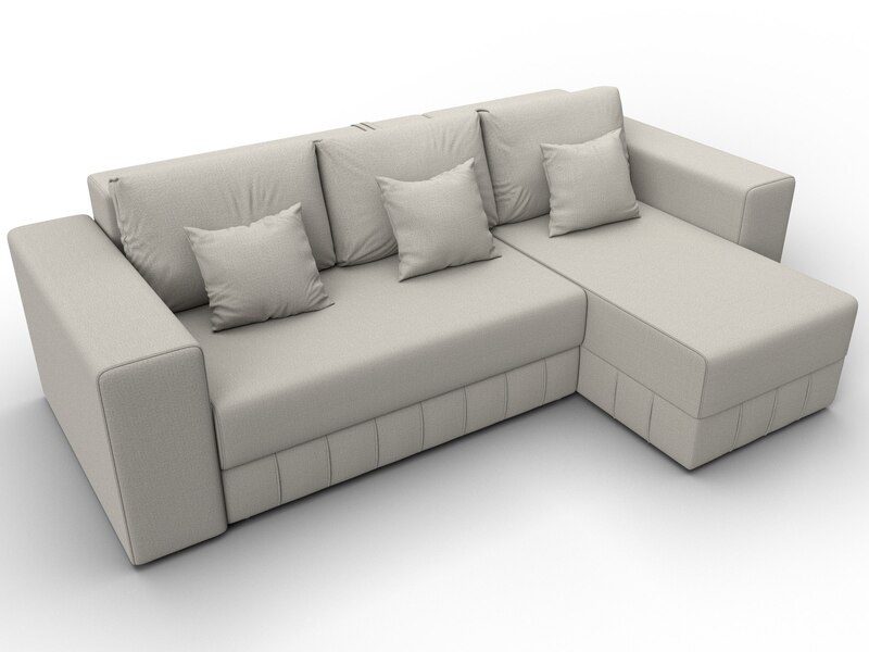 Диван угловой Лига-076 угол универсальный, Рогожка, Амур 02 бежевый