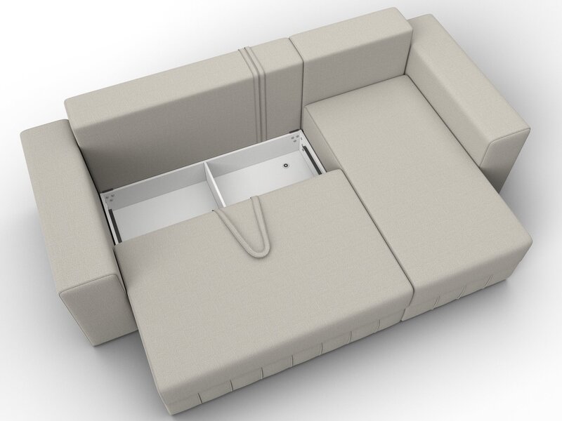 Диван угловой Лига-076 угол универсальный, Рогожка, Амур 02 бежевый