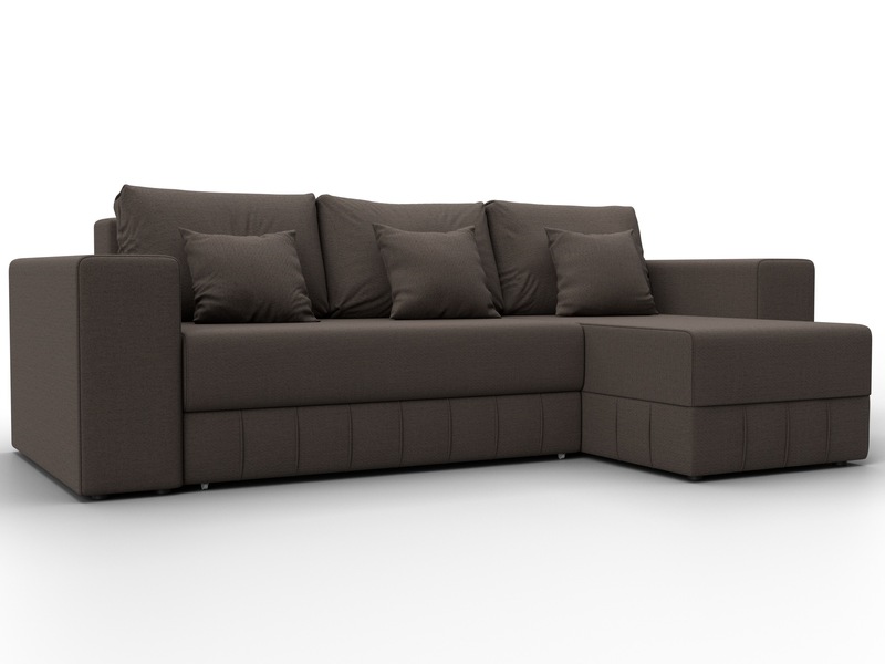 Диван угловой Лига-076 угол универсальный, Рогожка, Амур 05 коричневый