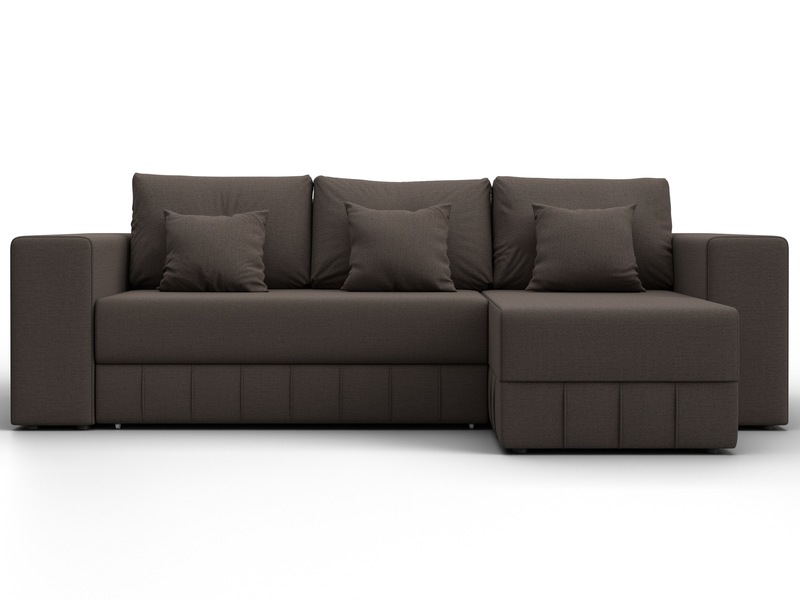 Диван угловой Лига-076 угол универсальный, Рогожка, Амур 05 коричневый