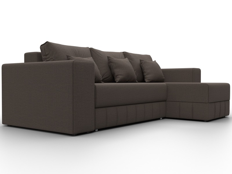 Диван угловой Лига-076 угол универсальный, Рогожка, Амур 05 коричневый