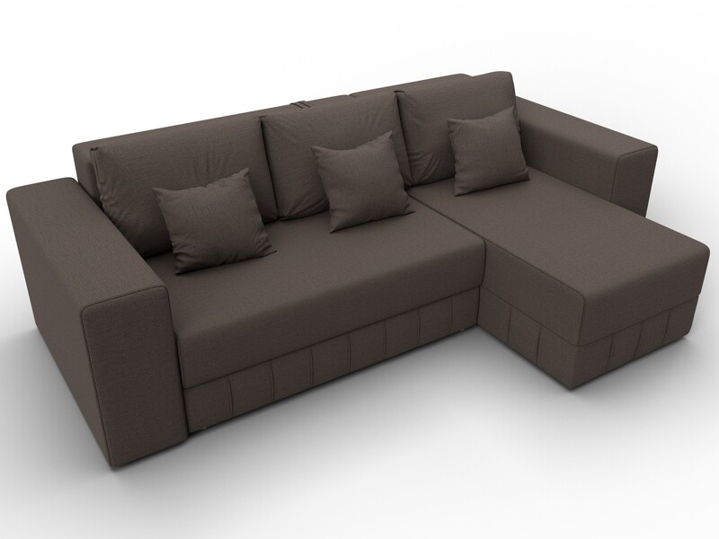 Диван угловой Лига-076 угол универсальный, Рогожка, Амур 05 коричневый