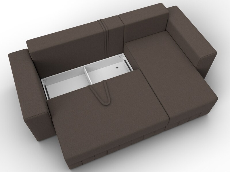 Диван угловой Лига-076 угол универсальный, Рогожка, Амур 05 коричневый