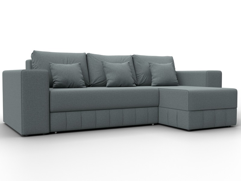 Диван угловой Лига-076 угол универсальный, Рогожка, Амур 07 серый