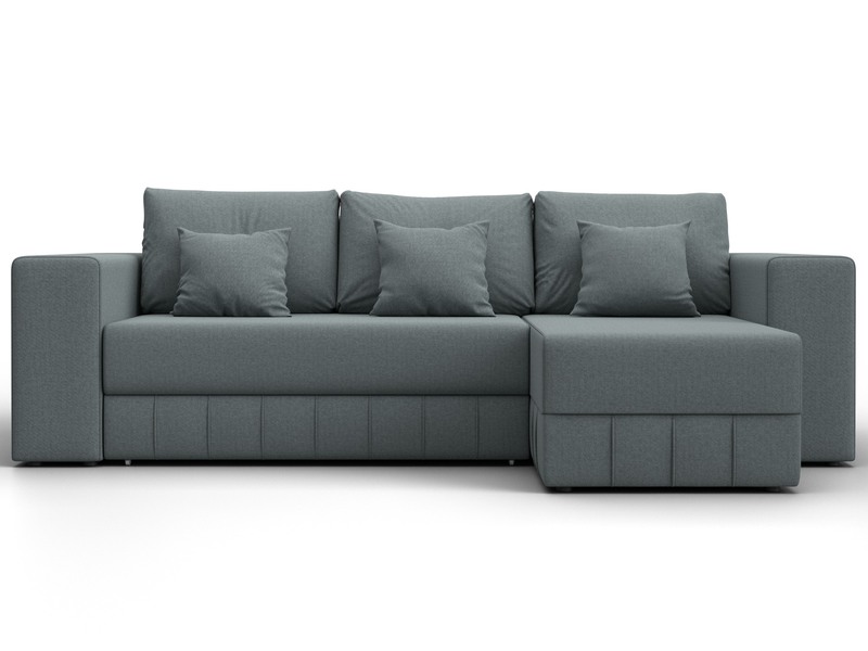 Диван угловой Лига-076 угол универсальный, Рогожка, Амур 07 серый