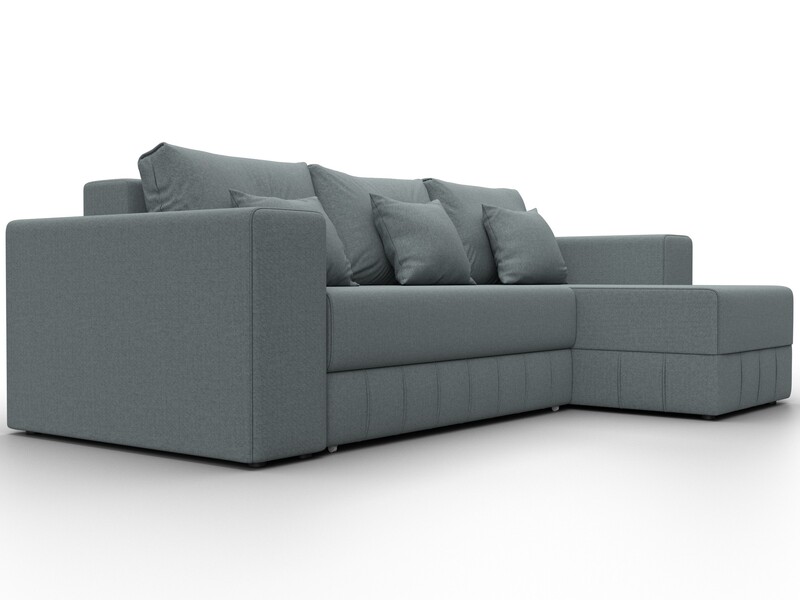 Диван угловой Лига-076 угол универсальный, Рогожка, Амур 07 серый