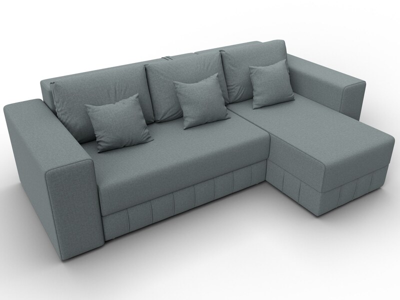 Диван угловой Лига-076 угол универсальный, Рогожка, Амур 07 серый