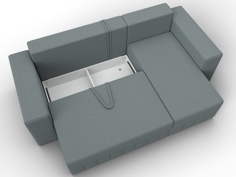 Диван угловой Лига-076 угол универсальный, Рогожка, Амур 07 серый