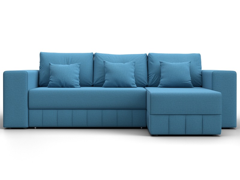 Диван угловой Лига-076 угол универсальный, Рогожка, Амур 10 голубой