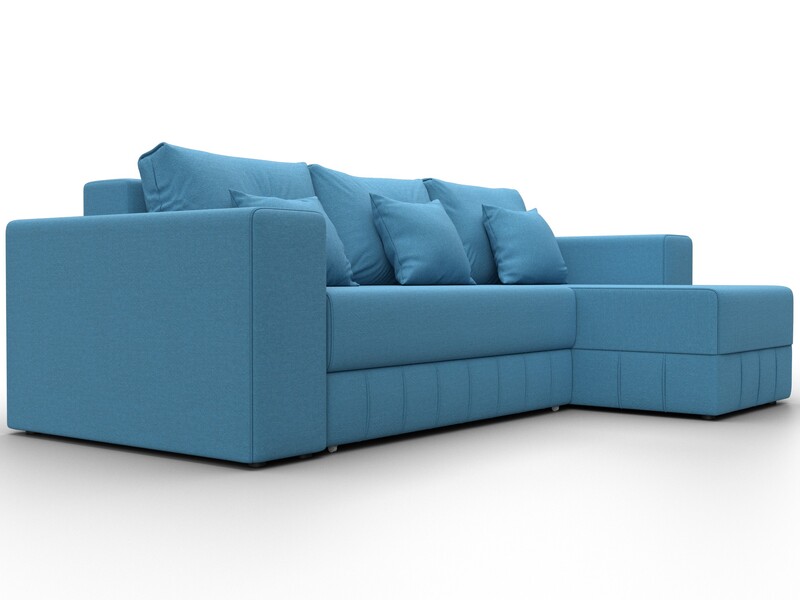 Диван угловой Лига-076 угол универсальный, Рогожка, Амур 10 голубой