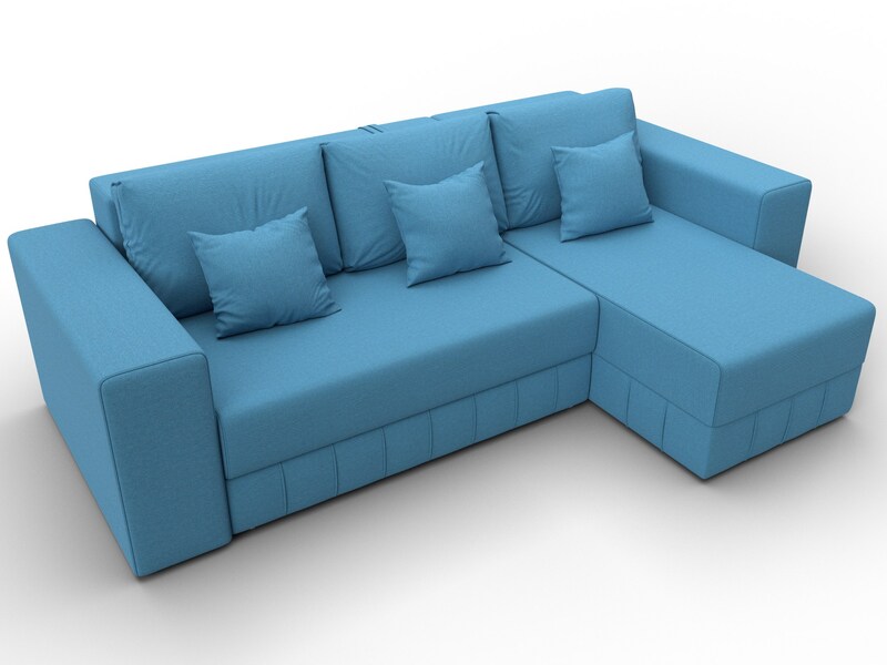Диван угловой Лига-076 угол универсальный, Рогожка, Амур 10 голубой