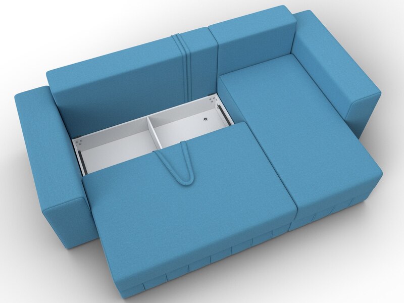 Диван угловой Лига-076 угол универсальный, Рогожка, Амур 10 голубой