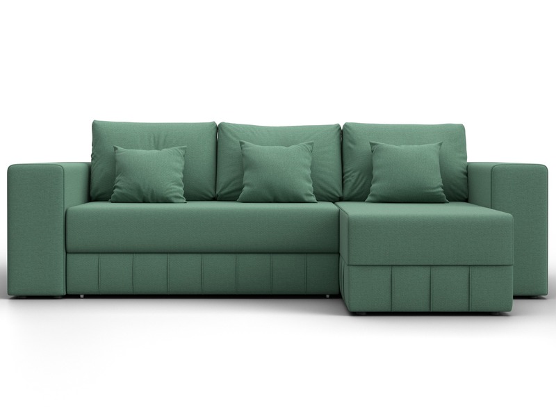 Диван угловой Лига-076 угол универсальный, Рогожка, Амур 11 зеленый