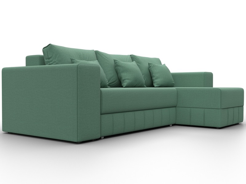 Диван угловой Лига-076 угол универсальный, Рогожка, Амур 11 зеленый