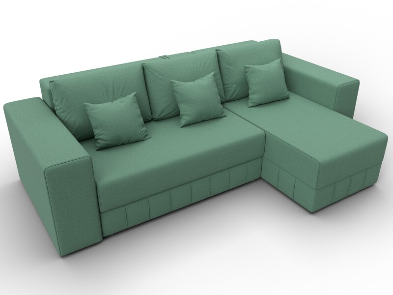 Диван угловой Лига-076 угол универсальный, Рогожка, Амур 11 зеленый
