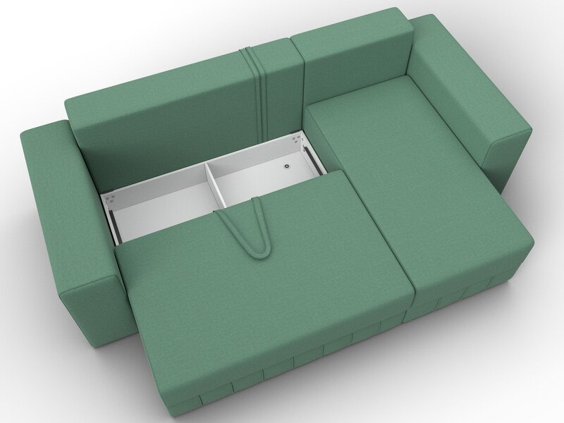 Диван угловой Лига-076 угол универсальный, Рогожка, Амур 11 зеленый