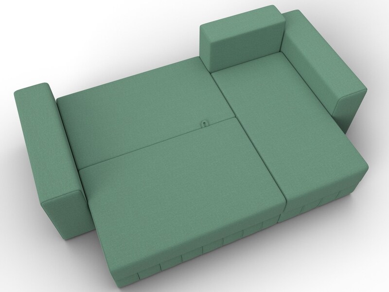 Диван угловой Лига-076 угол универсальный, Рогожка, Амур 11 зеленый