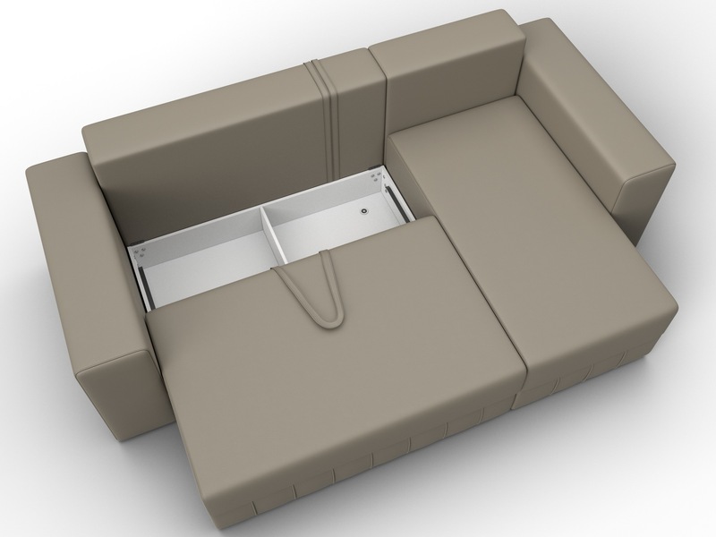 Диван угловой Лига-076 угол универсальный, Экокожа, GRIFON 04 бежевый