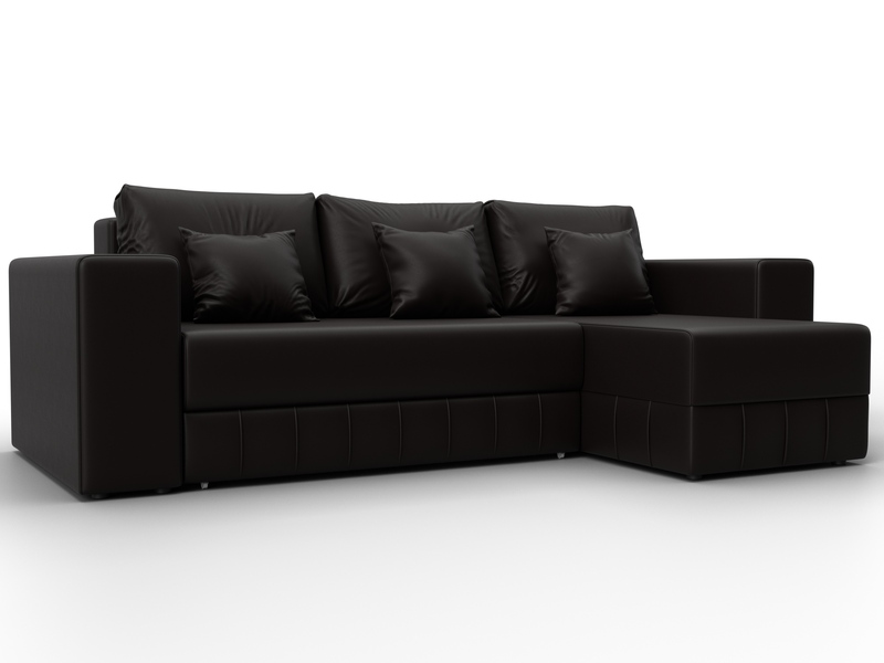 Диван угловой Лига-076 угол универсальный, Экокожа, GRIFON 12 коричневый