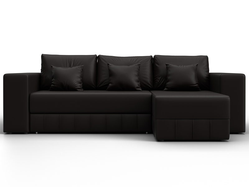 Диван угловой Лига-076 угол универсальный, Экокожа, GRIFON 12 коричневый