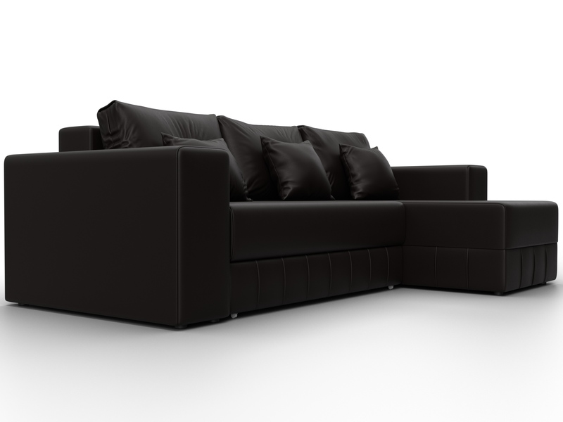 Диван угловой Лига-076 угол универсальный, Экокожа, GRIFON 12 коричневый