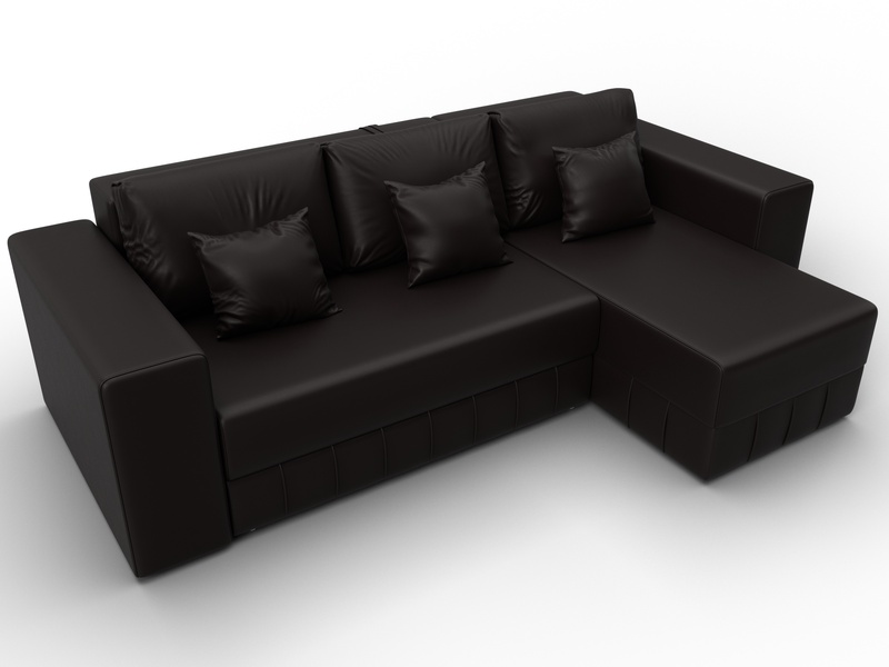 Диван угловой Лига-076 угол универсальный, Экокожа, GRIFON 12 коричневый