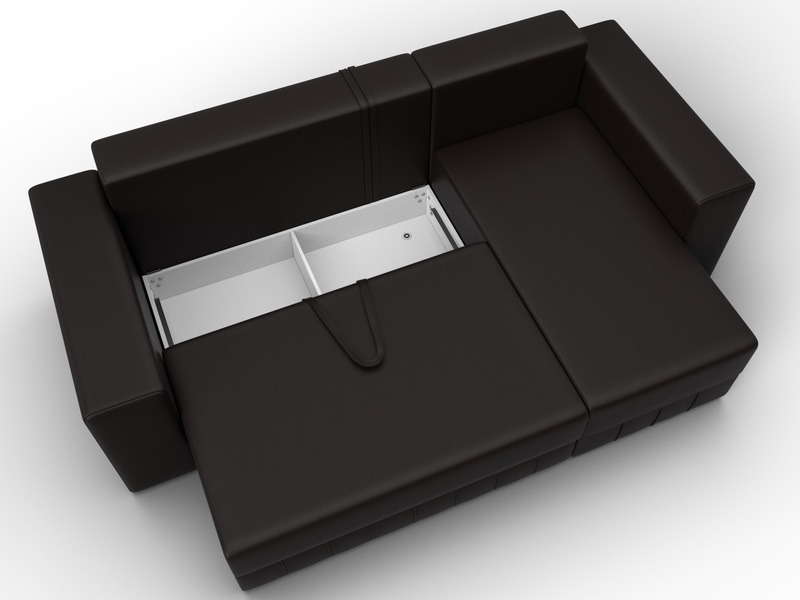 Диван угловой Лига-076 угол универсальный, Экокожа, GRIFON 12 коричневый