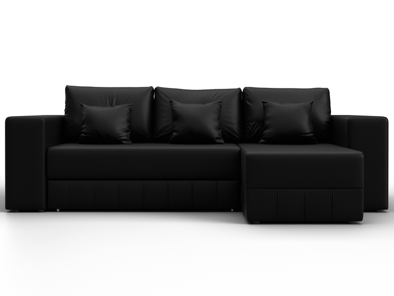 Диван угловой Лига-076 угол универсальный, Экокожа, GRIFON 18 черный