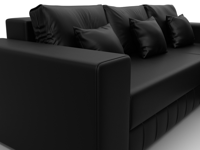 Диван угловой Лига-076 угол универсальный, Экокожа, GRIFON 18 черный