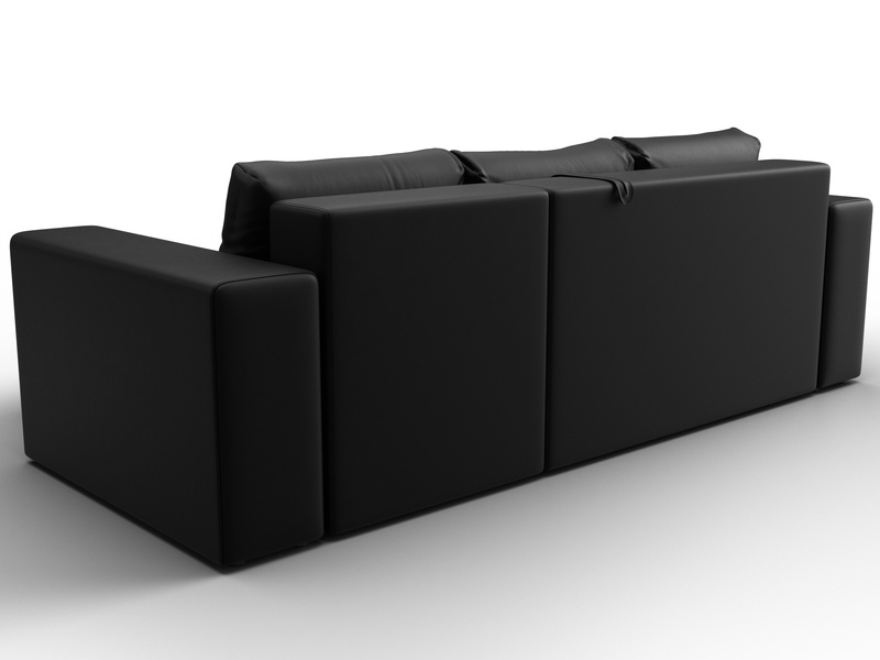 Диван угловой Лига-076 угол универсальный, Экокожа, GRIFON 18 черный