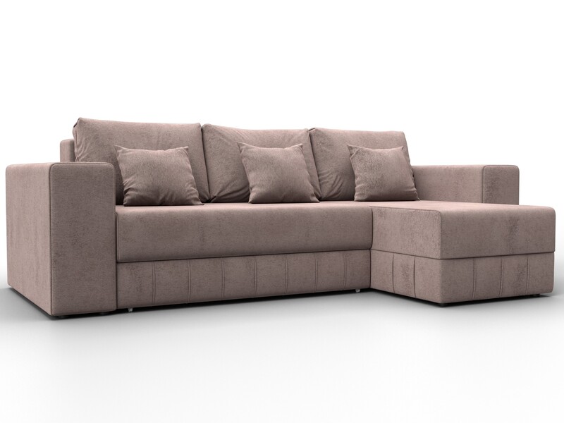 Диван угловой Лига-076 угол универсальный, Велюр, TOWER 05 бежевый