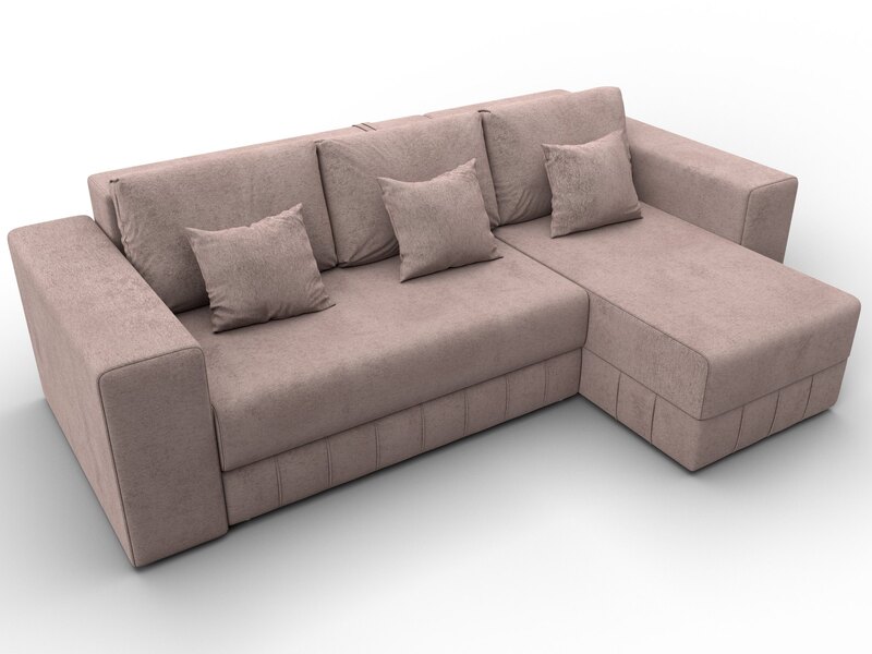 Диван угловой Лига-076 угол универсальный, Велюр, TOWER 05 бежевый