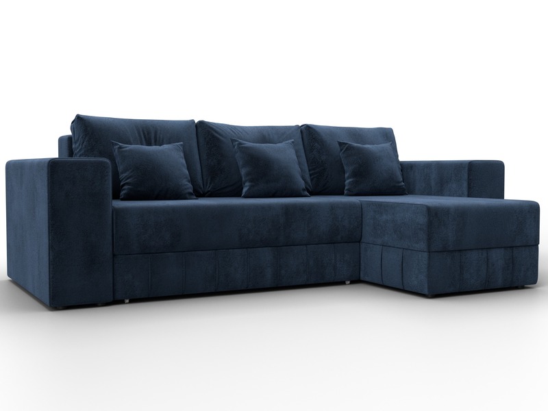 Диван угловой Лига-076 угол универсальный, Велюр, TOWER 13 синий