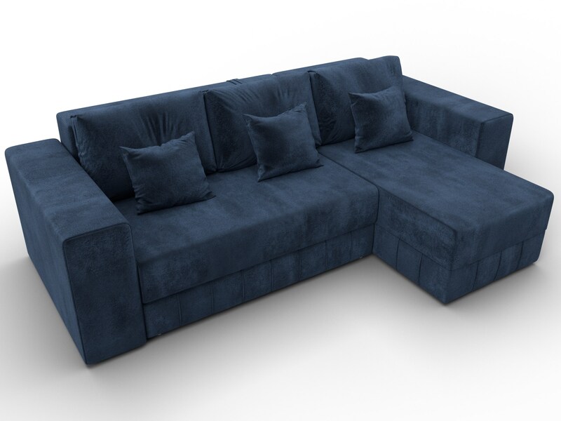 Диван угловой Лига-076 угол универсальный, Велюр, TOWER 13 синий