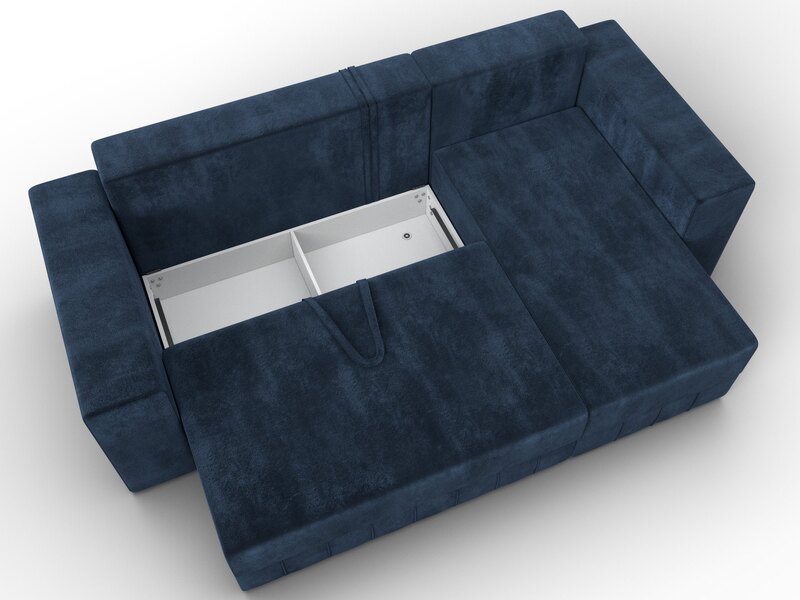 Диван угловой Лига-076 угол универсальный, Велюр, TOWER 13 синий