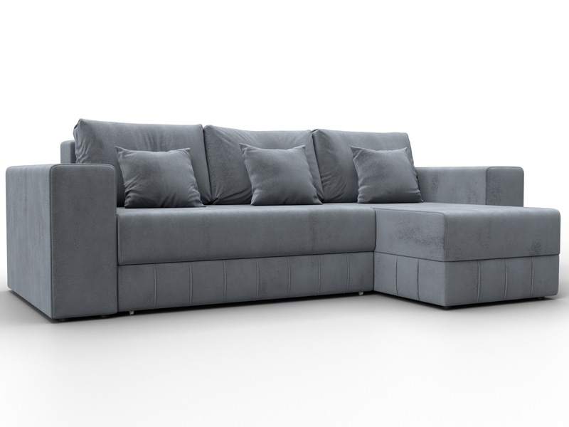 Диван угловой Лига-076 угол универсальный, Велюр, TOWER 10 серый