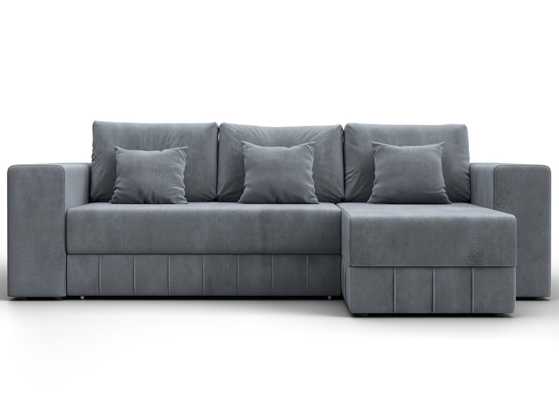 Диван угловой Лига-076 угол универсальный, Велюр, TOWER 10 серый