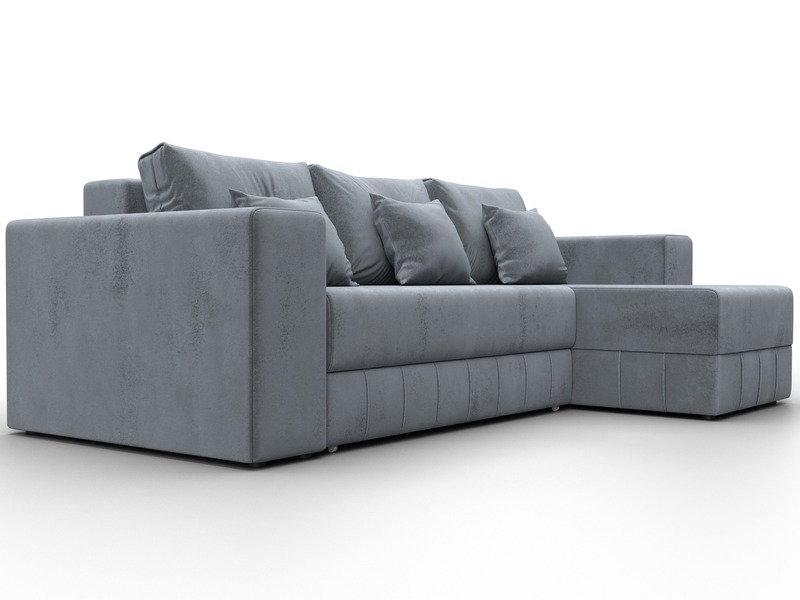 Диван угловой Лига-076 угол универсальный, Велюр, TOWER 10 серый