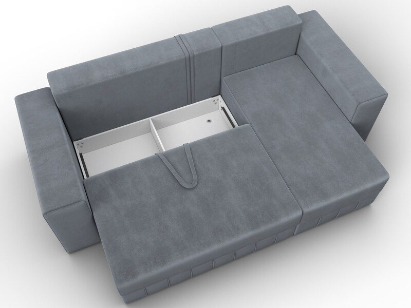 Диван угловой Лига-076 угол универсальный, Велюр, TOWER 10 серый