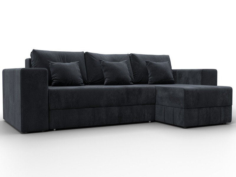 Диван угловой Лига-076 угол универсальный, Велюр, TOWER 11 темно-серый