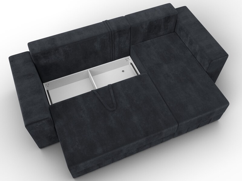 Диван угловой Лига-076 угол универсальный, Велюр, TOWER 11 темно-серый