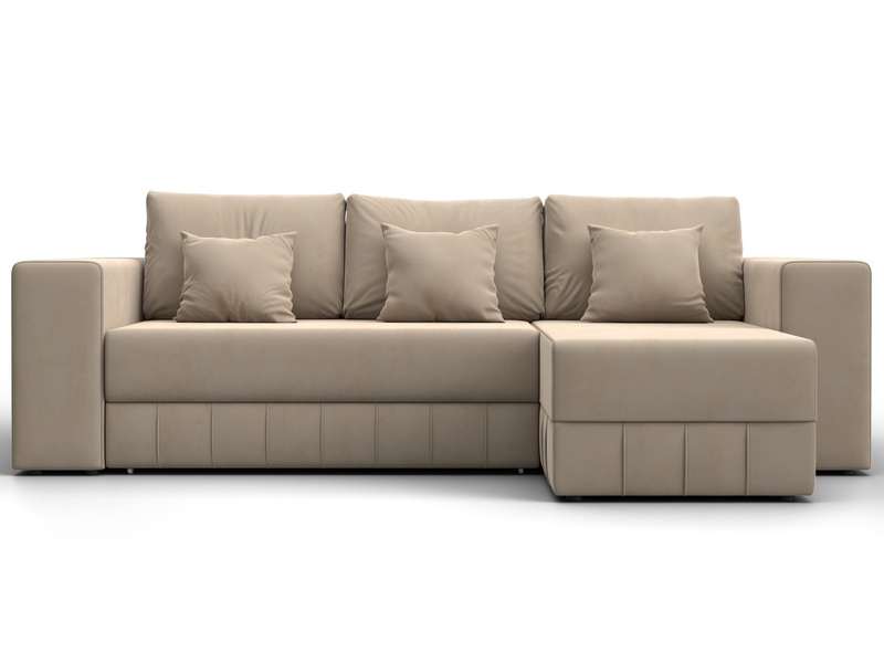 Диван угловой Лига-076 угол универсальный, Велюр, SEVEN 729 бежевый