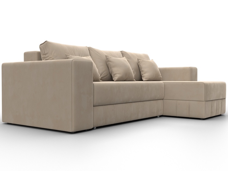 Диван угловой Лига-076 угол универсальный, Велюр, SEVEN 729 бежевый