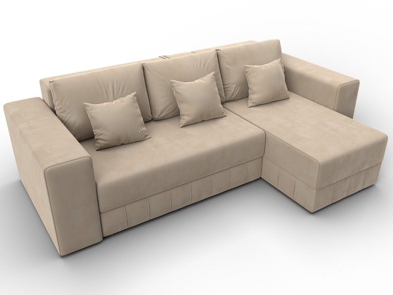 Диван угловой Лига-076 угол универсальный, Велюр, SEVEN 729 бежевый