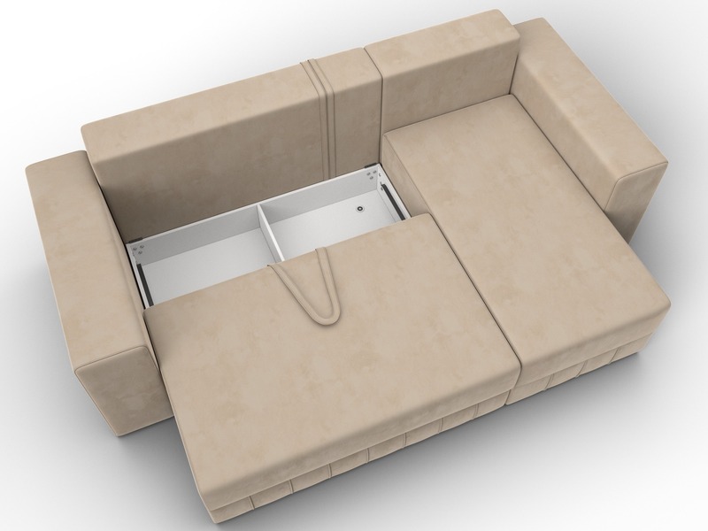 Диван угловой Лига-076 угол универсальный, Велюр, SEVEN 729 бежевый