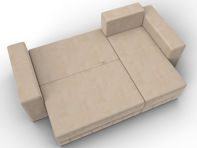Диван угловой Лига-076 угол универсальный, Велюр, SEVEN 729 бежевый