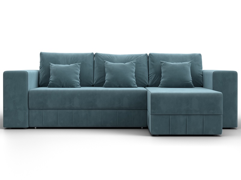 Диван угловой Лига-076 угол универсальный, Велюр, SEVEN 113 бирюзовый