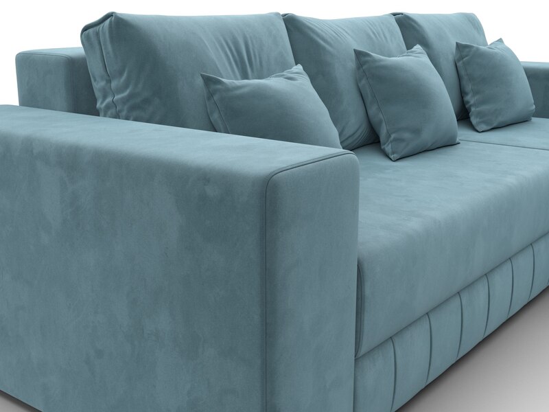 Диван угловой Лига-076 угол универсальный, Велюр, SEVEN 113 бирюзовый