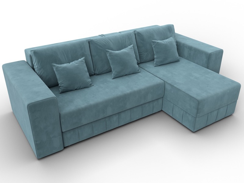 Диван угловой Лига-076 угол универсальный, Велюр, SEVEN 113 бирюзовый